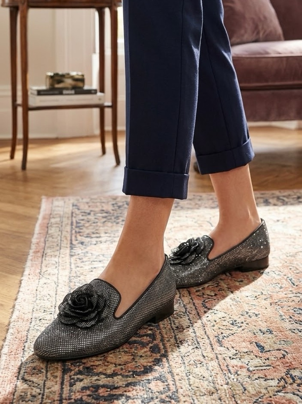 Taryn Rose blythe flats, BLK/metallic, 7